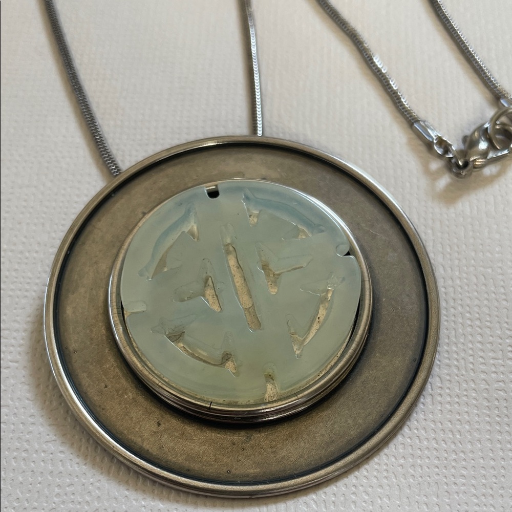 Jan Michaels SF Silver Tone and Jade Pendant
